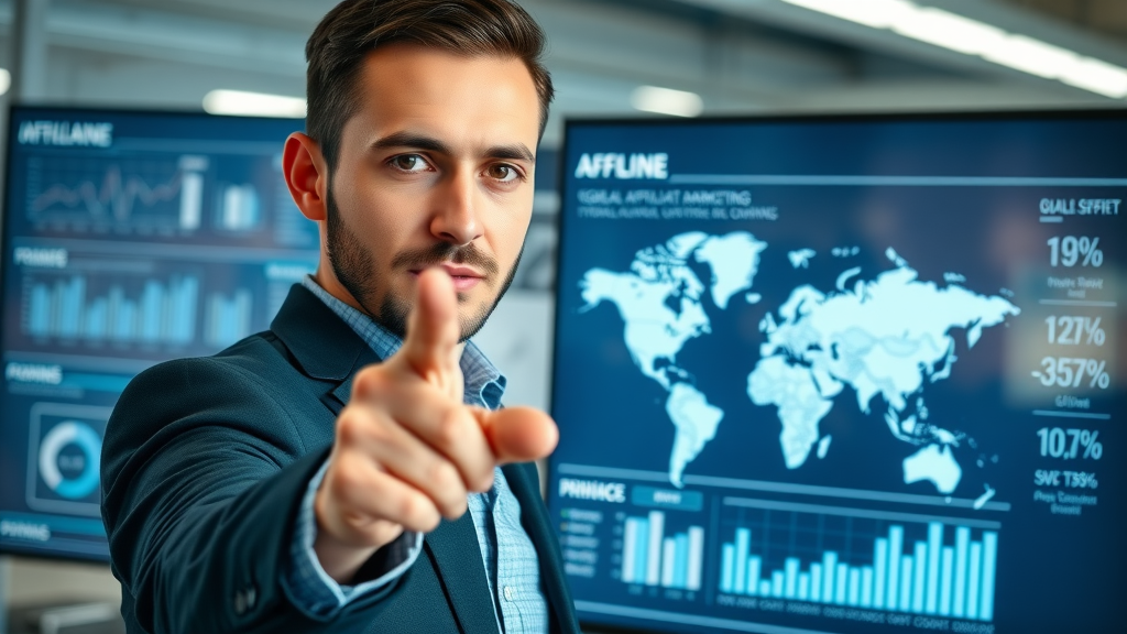 modern infographic of global affiliate marketing statistics for earning commissions online.