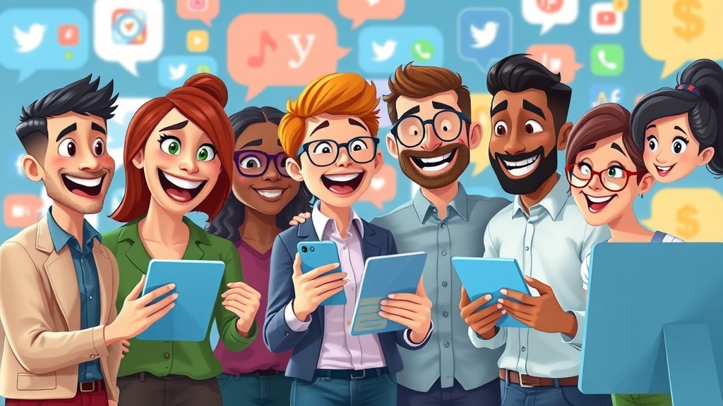 marketing business: diverse team collaborating on social media affiliate marketing campaign