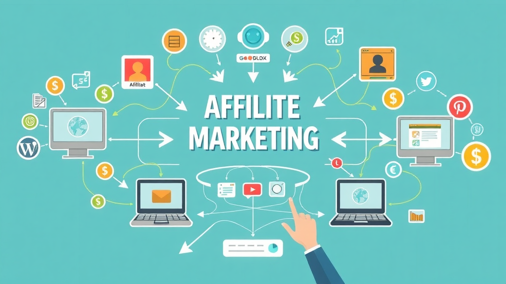 affiliate marketing ecosystem diagram: affiliate programs, links, commissions, and products