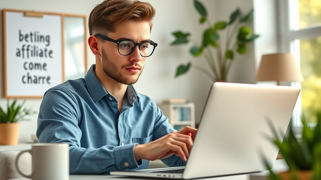 Focused entrepreneur evaluating Master Affiliate Profits Affiliate Program at home office