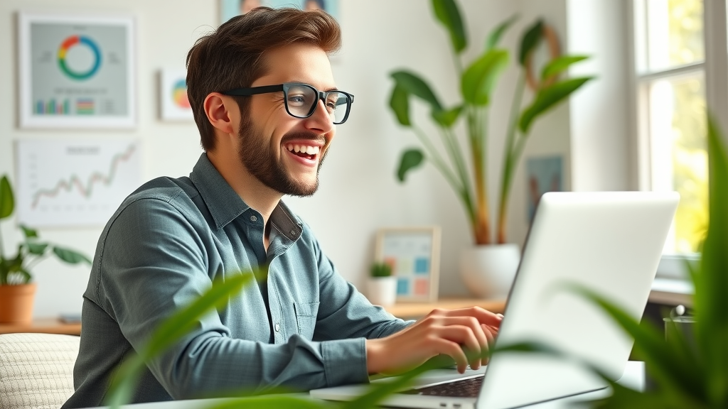 Affiliate earner reviewing master affiliate profits affiliate program financial dashboard, showcasing income growth and positive results