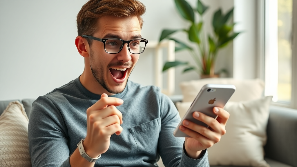 motivated affiliate marketing beginner: checking daily affiliate sales on smartphone at home