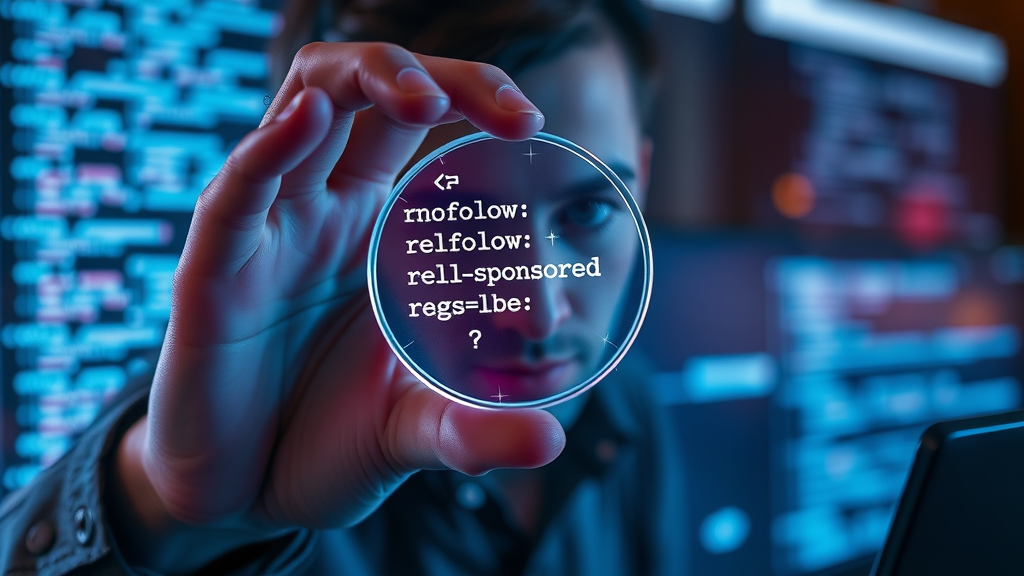 html code snippet highlighting rel=nofollow and rel=sponsored for affiliate links optimization in affiliate marketing