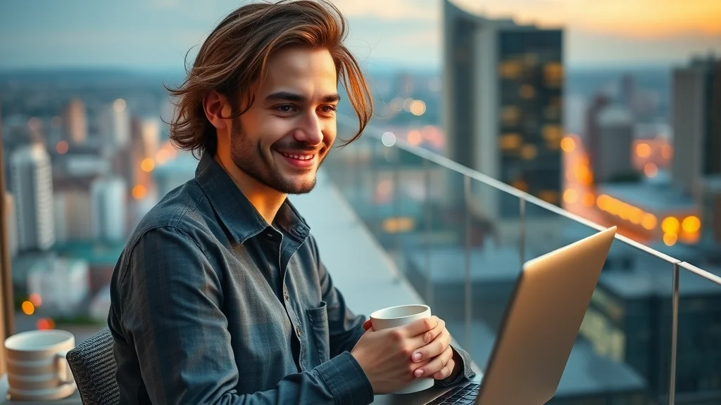 Successful affiliate marketer enjoying passive income remotely via master affiliate profits affiliate program