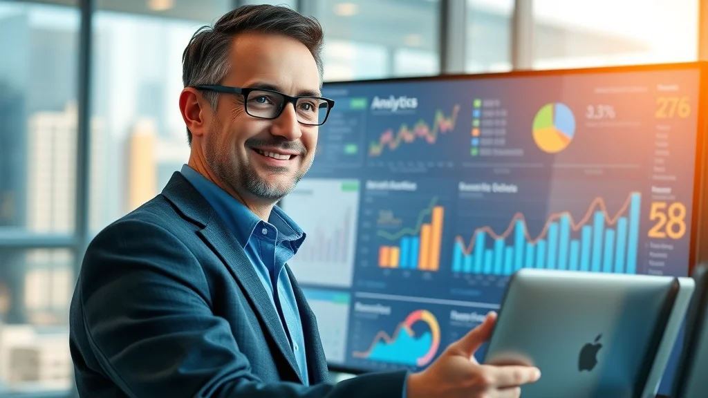 Business owner reviewing analytics dashboard for AI search engine performance