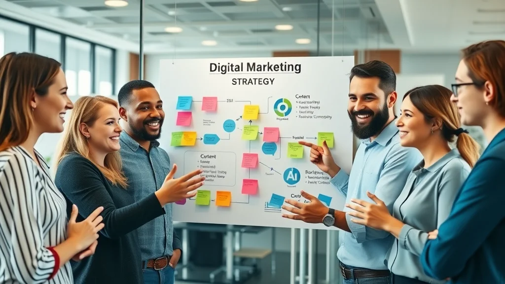 Team reviewing digital marketing strategy integrating AI search optimization and SEO