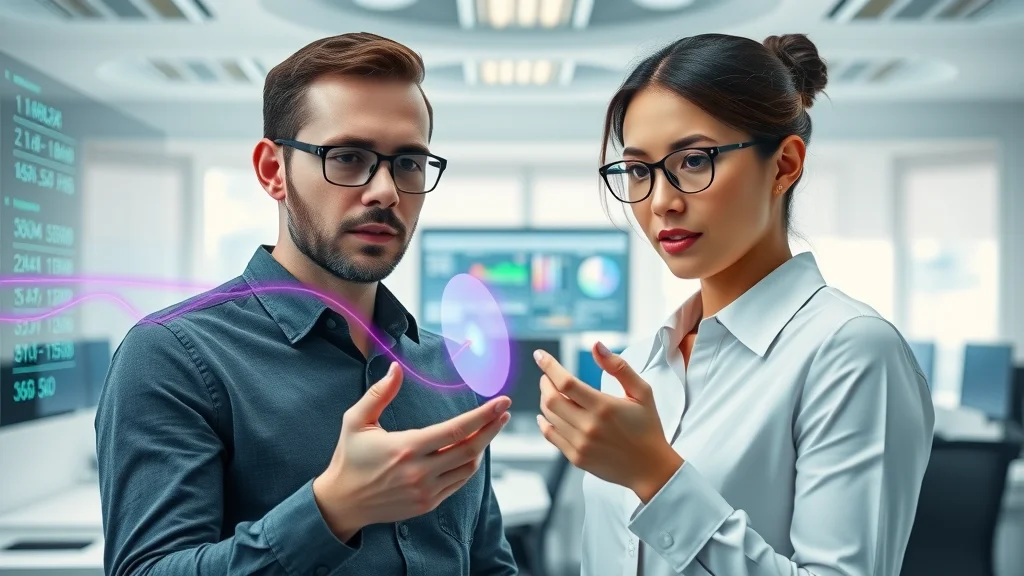 Schematic infographic showing flow of user intent to AI-driven search results, clear digital data, purple and green lines indicating information movement.